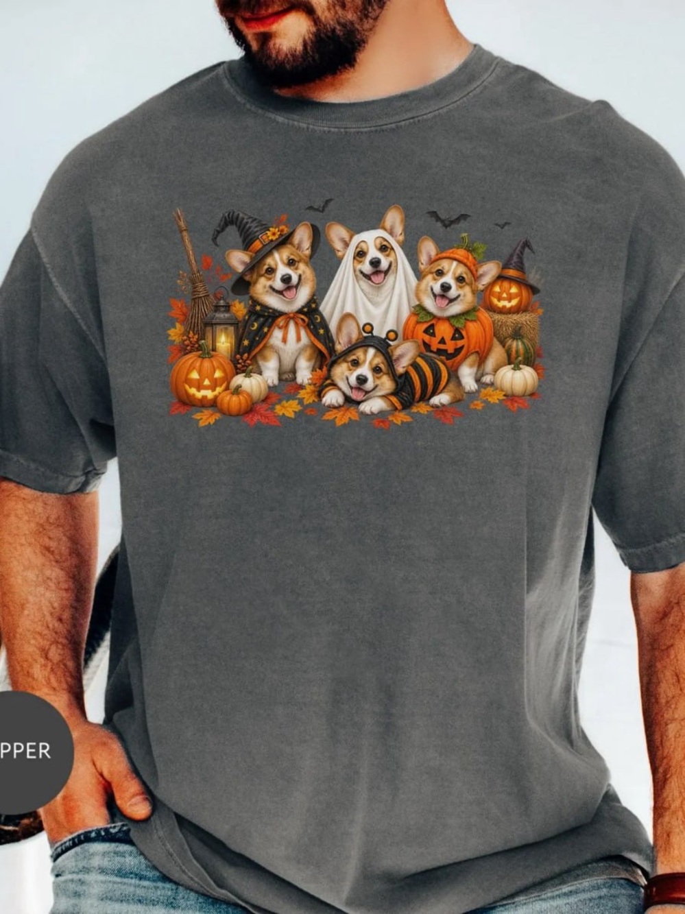 Comfort Colors Pepper Halloween Corgi Graphic Tee